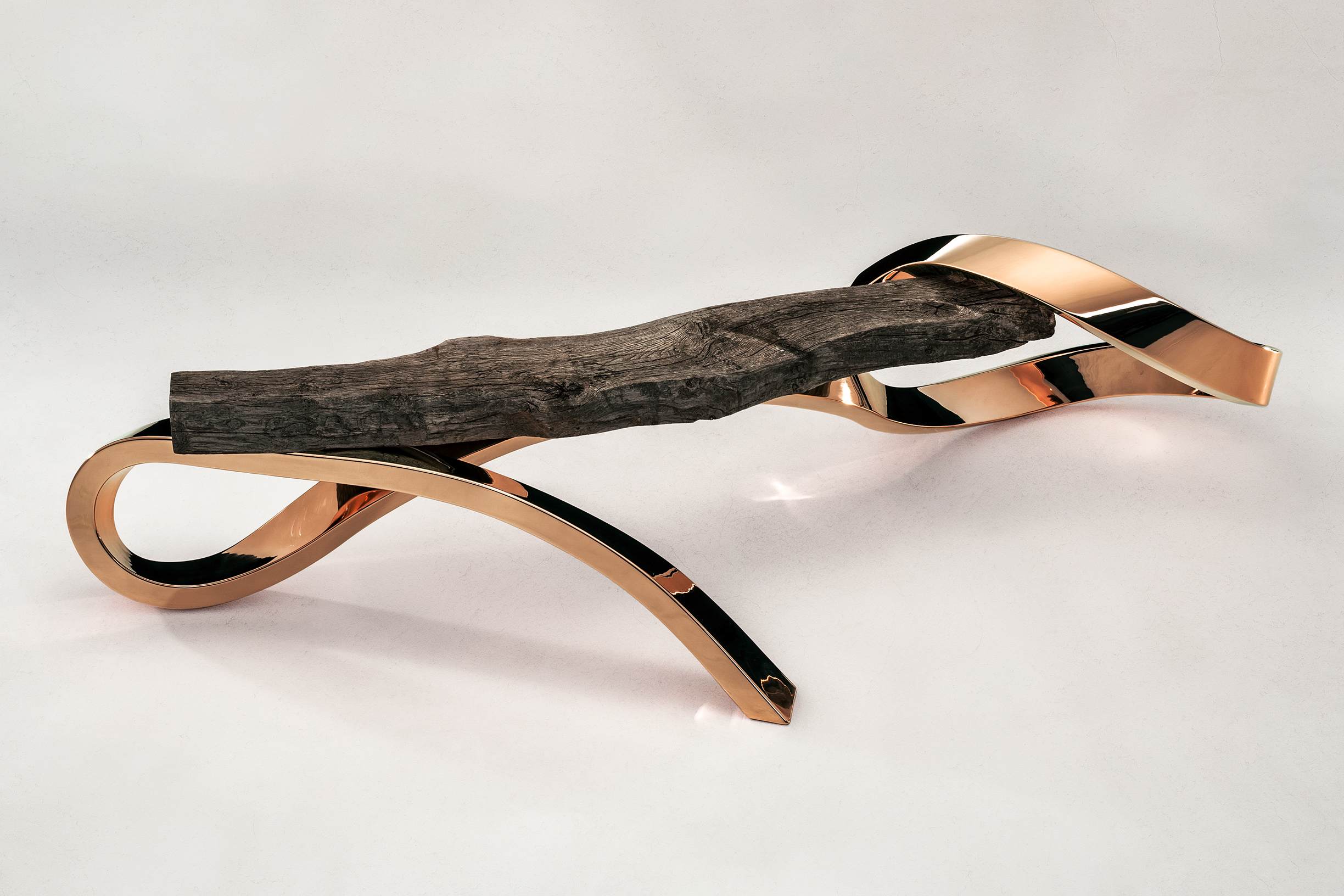 COPPER & BRONZED OAK BENCH. Shop and Give Back to the Rainforest Trust. - [Epicurus Life]